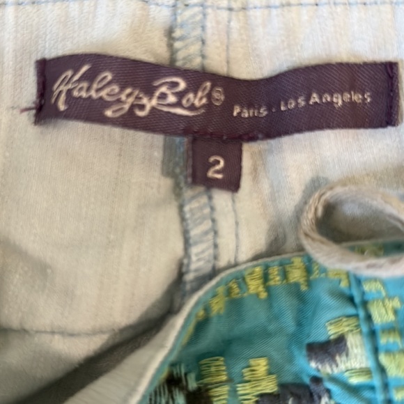 Hale Bob Vintage Retro Lace Up Striped Embroidered Corduroy Flared Pants - 2 - Picture 8 of 11